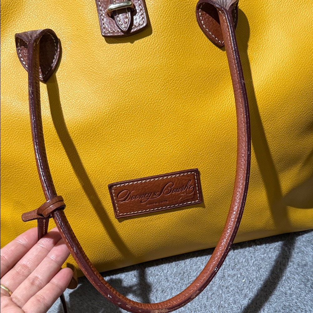 Dooney & Bourke Mustard Yellow Tote with Brown Accents - Picture 3 of 11